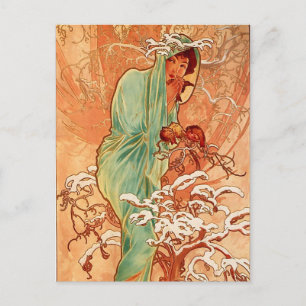 Alfons Mucha Art nouveau vintermålning Vykort