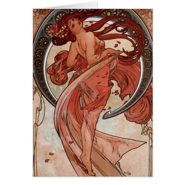 Alfons Mucha Dance Hälsningskort (Framsidan)