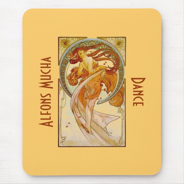 Alfons Mucha Dance Vintage Print Mousepad Musmatta (Framsidan)