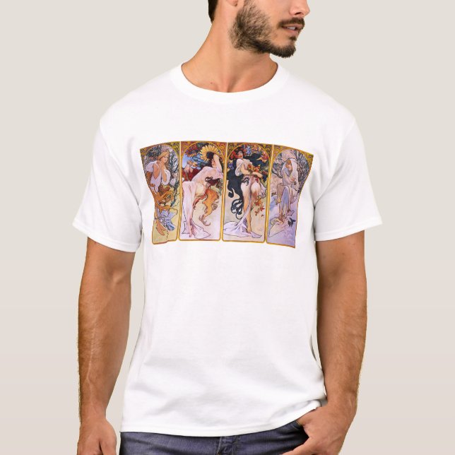 Alfons Mucha ~ De fyra säsongerna T-shirt (Framsida)