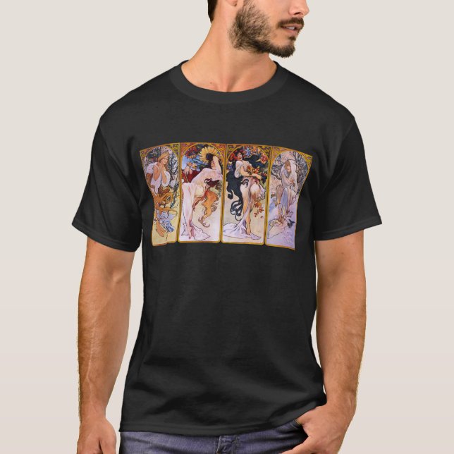 Alfons Mucha ~ De fyra säsongerna Tee Shirt (Framsida)
