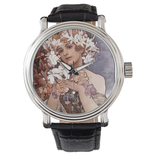 Alfons Mucha: Flower Armbandsur (Framsida)