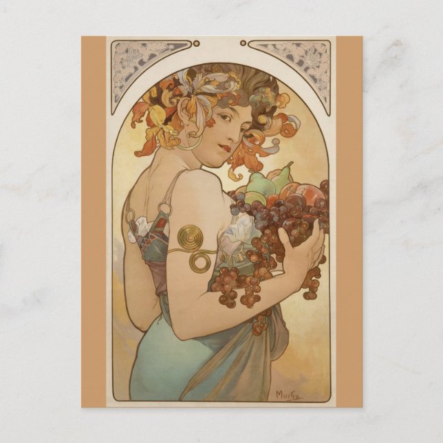 Alfons Mucha - Frukt Vykort (Framsida)