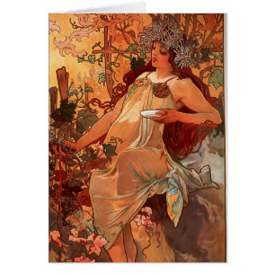 Alfons Mucha - Fyra säsonger - ÖSTERN Hälsningskort