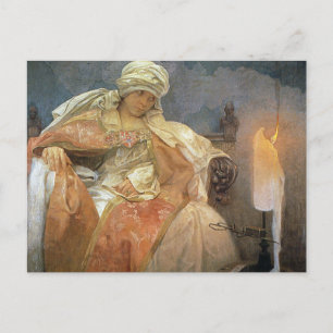 Alfons Mucha ~ Kvinnor med brinnande ljus Vykort