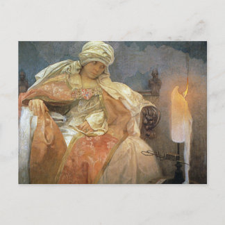 Alfons Mucha ~ Kvinnor med brinnande ljus Vykort