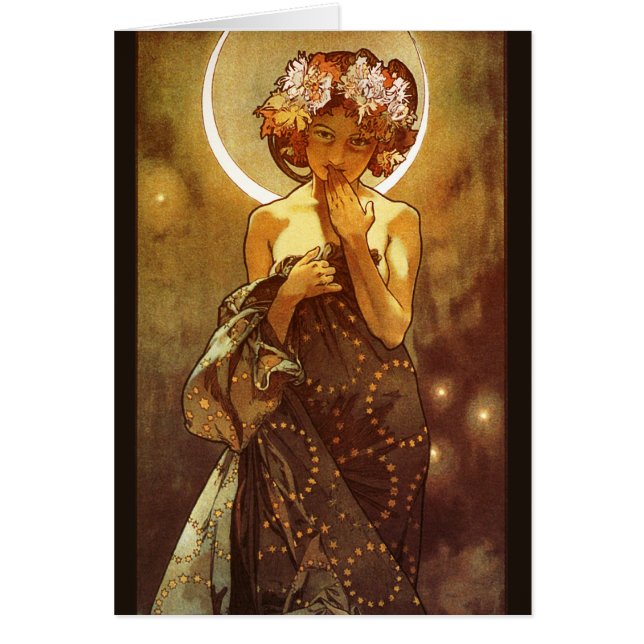 Alfons Mucha: Luna Hälsningskort (Framsidan)