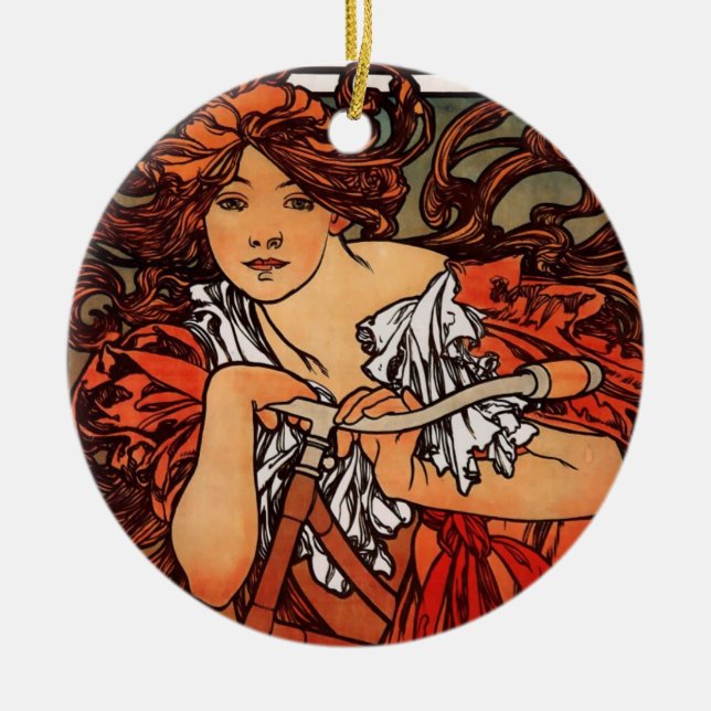 Alfons Mucha Perfecta Julgransprydnad Keramik (Framsidan)