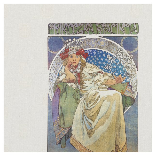 Alfons Mucha Princezna 1911 Hyacinta Tyg (Närbild)