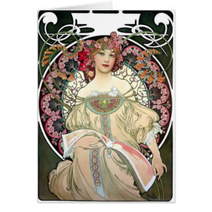 Alfons Mucha Reverie 1897 Hälsningskort