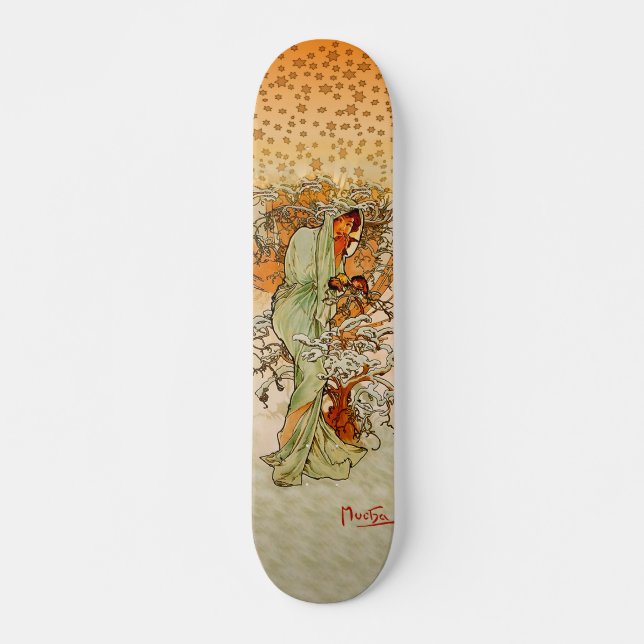 Alfons Mucha vinterSkateboard Old School Skateboard Bräda 21,6 Cm (Framsida)