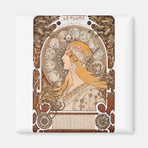 Alfons mucha Zodiaque eller La Plume Magnet