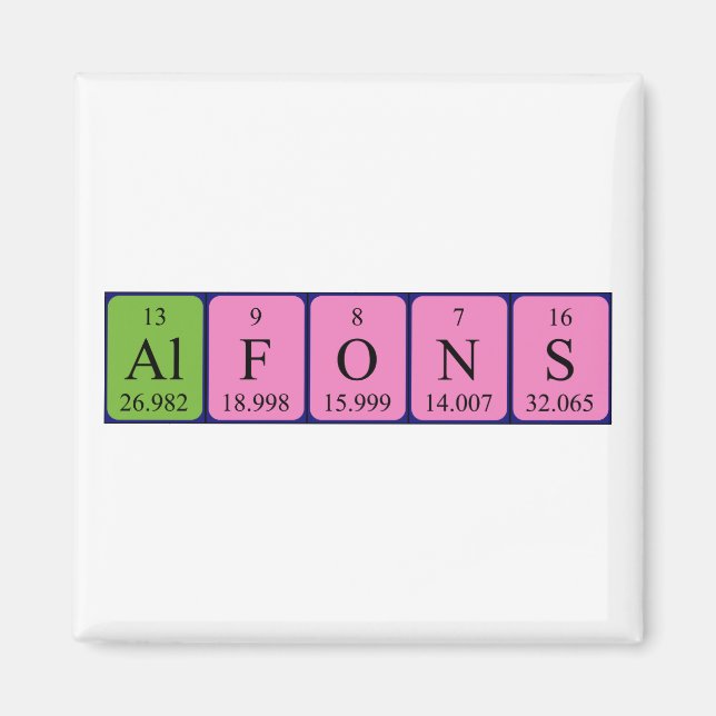 Alfons periodiska magnet bord namn (Framsidan)