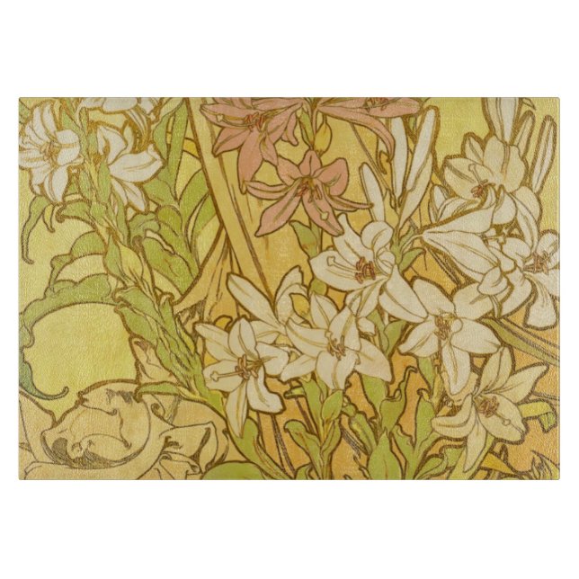 Alfonse Mucha Art Nouveau liljor blommor (Framsidan)