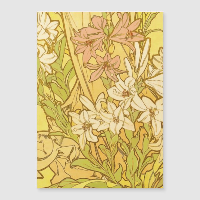 Alfonse Mucha Art Nouveau liljor blommor (Framsida)