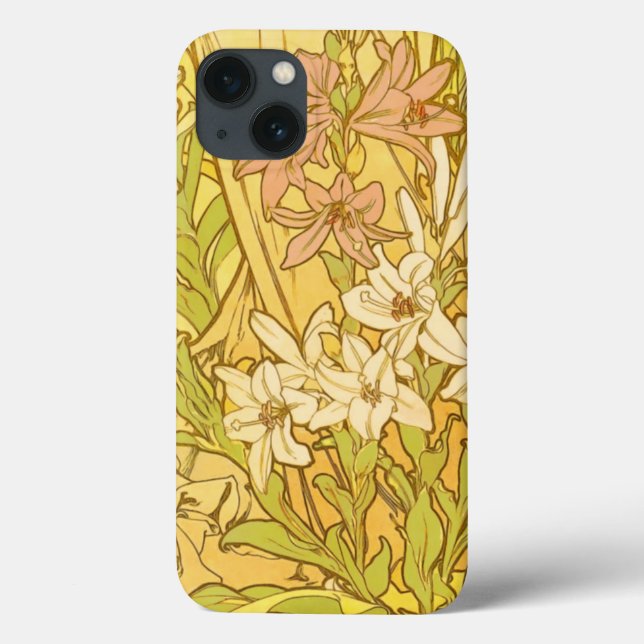 Alfonse Mucha Art Nouveau liljor blommor (Baksida)