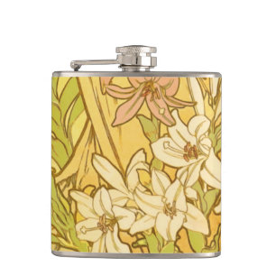 Alfonse Mucha Art Nouveau liljor blommor Fickplunta