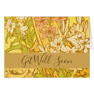 Alfonse Mucha Art Nouveau liljor blommor Hälsningskort