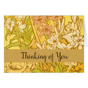 Alfonse Mucha Art Nouveau liljor blommor Hälsningskort