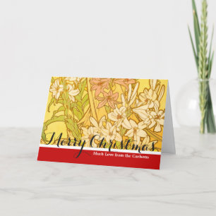 Alfonse Mucha Art Nouveau liljor blommor Helgkort