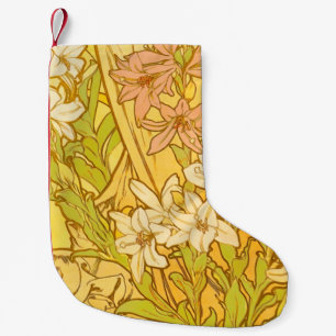 Alfonse Mucha Art Nouveau liljor blommor Liten Julstrumpa