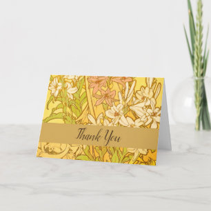 Alfonse Mucha Art Nouveau liljor blommor Tack Kort