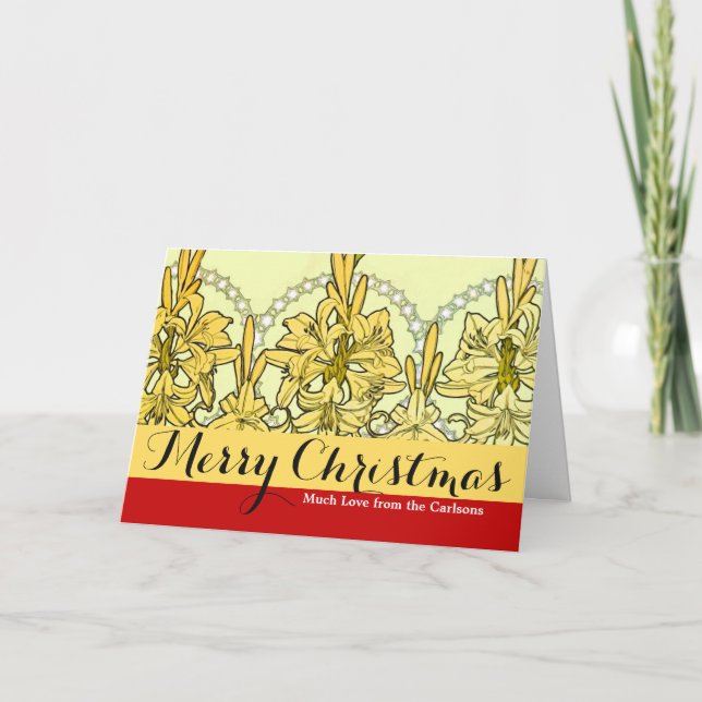 Alfonse Mucha Art nouveau Lily Blommönster Helgkort (Framsida)