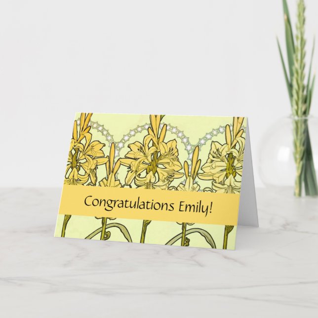 Alfonse Mucha Art nouveau Lily Blommönster Kort (Framsida)