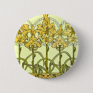 Alfonse Mucha Art nouveau lily mönster Knapp