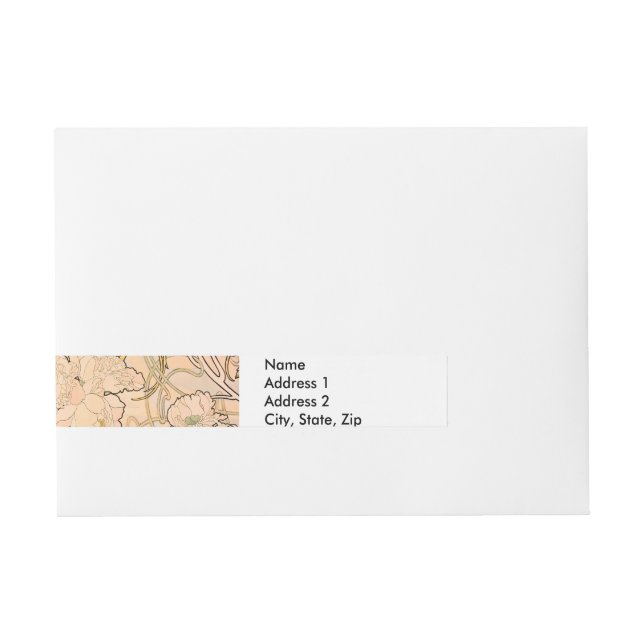 Alfonse Mucha Art nouveau Peonies Etikettband (Framsidan)