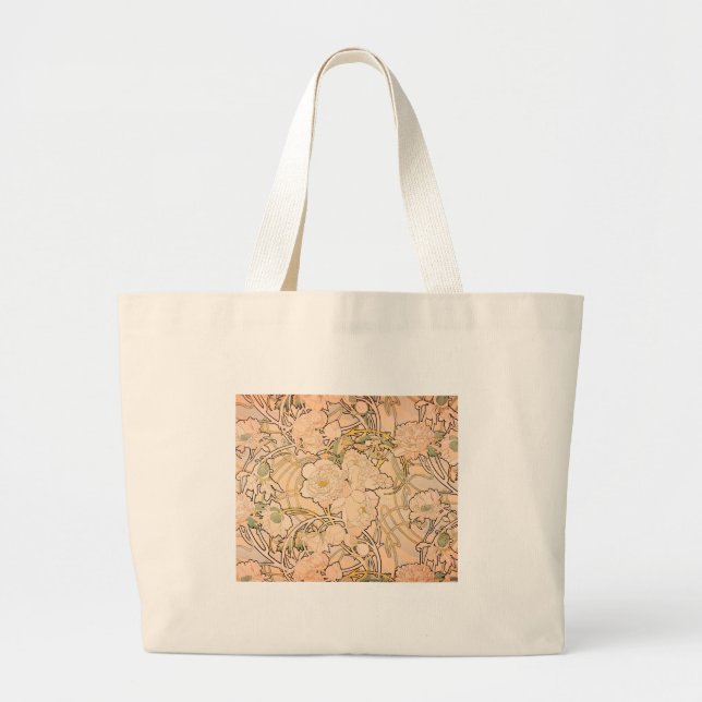 Alfonse Mucha Art nouveau Peonies Jumbo Tygkasse (Framsidan)