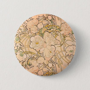 Alfonse Mucha Art nouveau Peonies Knapp