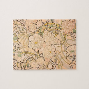 Alfonse Mucha Art nouveau Peonies Pussel