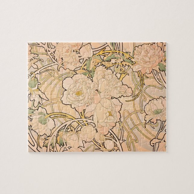 Alfonse Mucha Art nouveau Peonies Pussel (Horisontell)