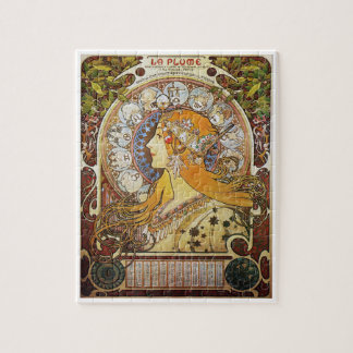 Alfonse Mucha Art nouveau Poster La Plume Pussel