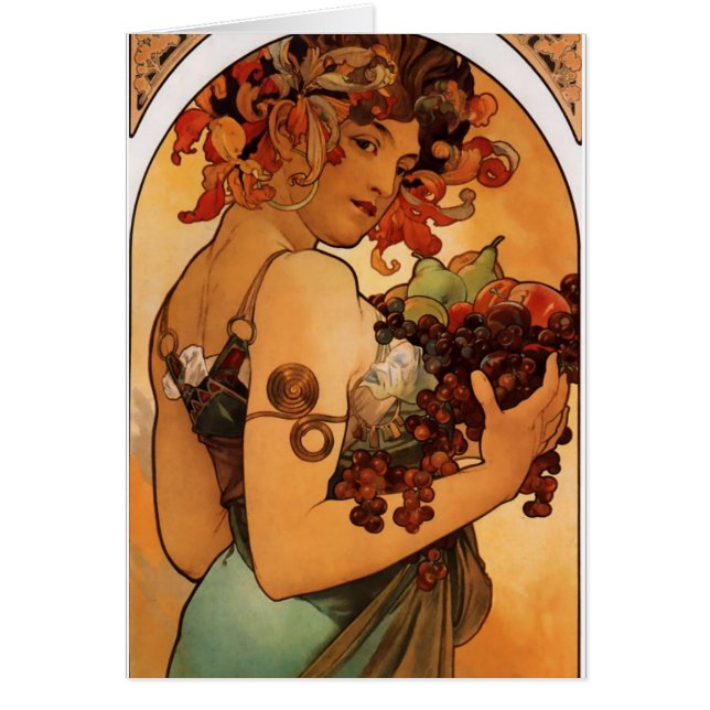 Alfonse Mucha Fruit Hälsningskort (Framsidan)