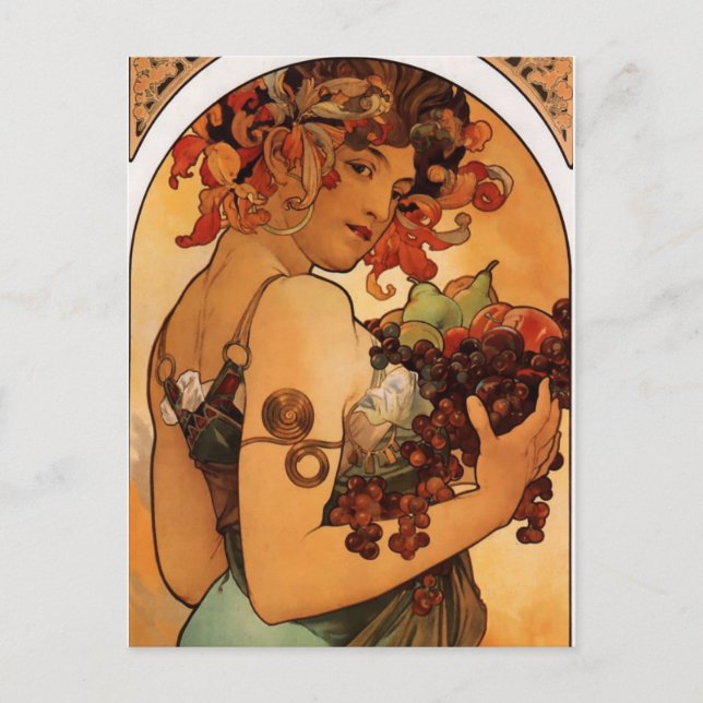 Alfonse Mucha Fruit Vykort (Framsida)