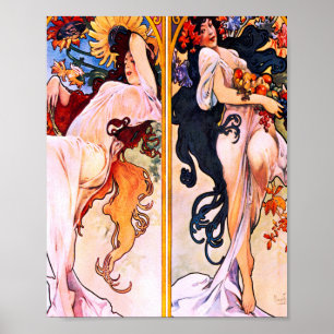 Alfonse Mucha - fyra sektioner Poster