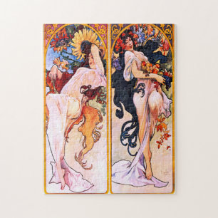 Alfonse Mucha - fyra sektioner Pussel