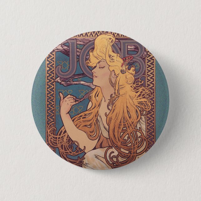 Alfonse Mucha Job Art Nouveau kvinna Knapp (Framsida)
