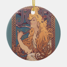 Alfonse Mucha Jobbkvinna Art nouveau Julgransprydnad Keramik