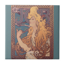 Alfonse Mucha Jobbkvinna Art nouveau Kakelplatta