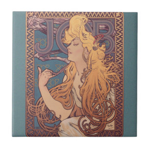 Alfonse Mucha Jobbkvinna Art nouveau Kakelplatta