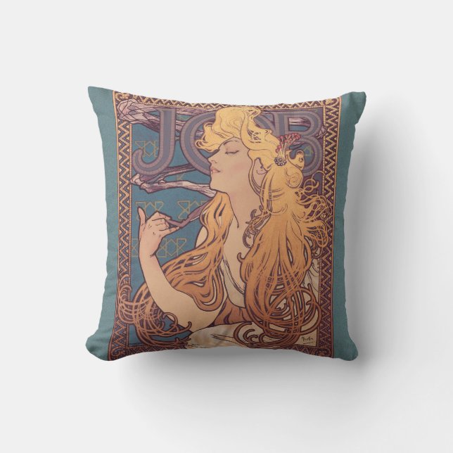 Alfonse Mucha Jobbkvinna Art nouveau Kudde (Framsida)