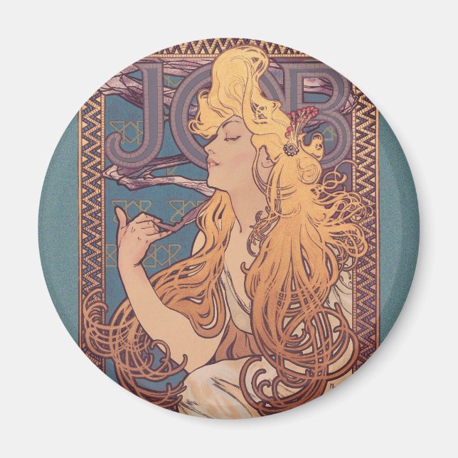 Alfonse Mucha Jobbkvinna Art nouveau Magnet (Framsidan)