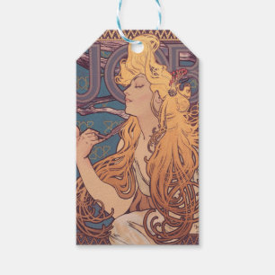 Alfonse Mucha Jobbkvinna Art nouveau Presentetikett
