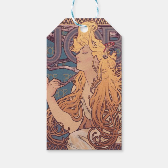 Alfonse Mucha Jobbkvinna Art nouveau Presentetikett (Framsidan)