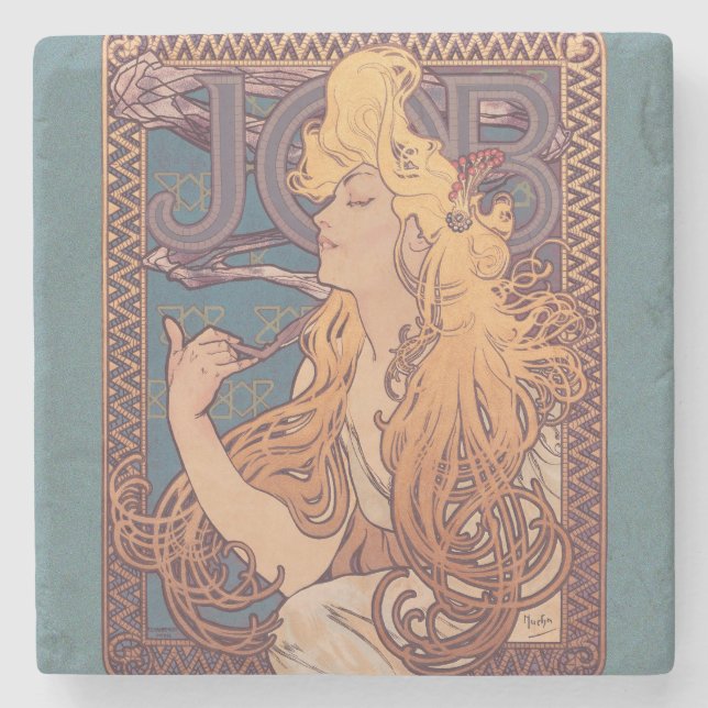 Alfonse Mucha Jobbkvinna Art nouveau Stenunderlägg (Framsidan)
