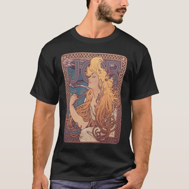Alfonse Mucha Jobbkvinna Art nouveau T Shirt (Framsida)