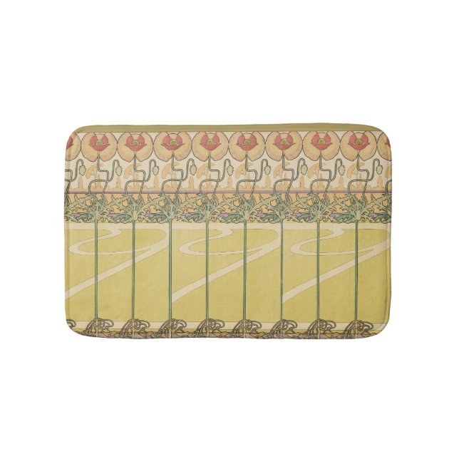 Alfonse Mucha Poppies Art Nouveau Floral Wallpaper Badrumsmatta (Framsidan)